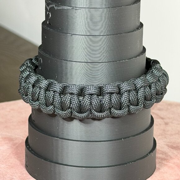 Black Paracord Survival Bracelet – Handmade Tactical Woven Bangle - Picture 5 of 7